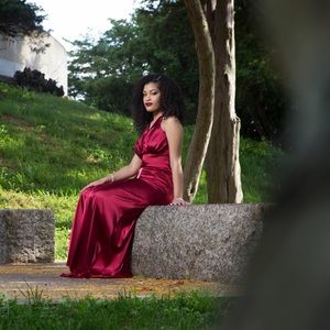 Red whine prom dress